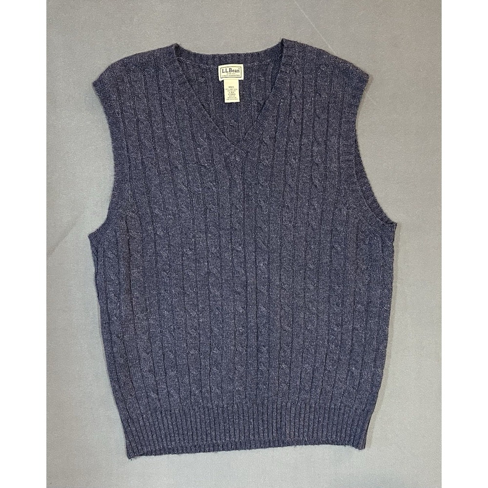 LL Bean Sweater Vest Lambs Wool Blend Pullover Classic Preppy Knit Mens‎ Size L